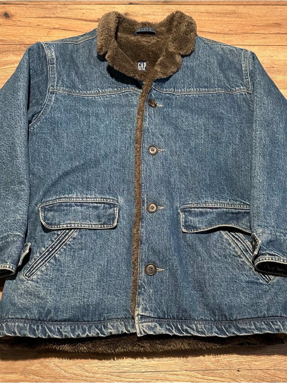 Gap Vintage 1993 Sherpa Lined Denim Chore‎ Jacket Medium